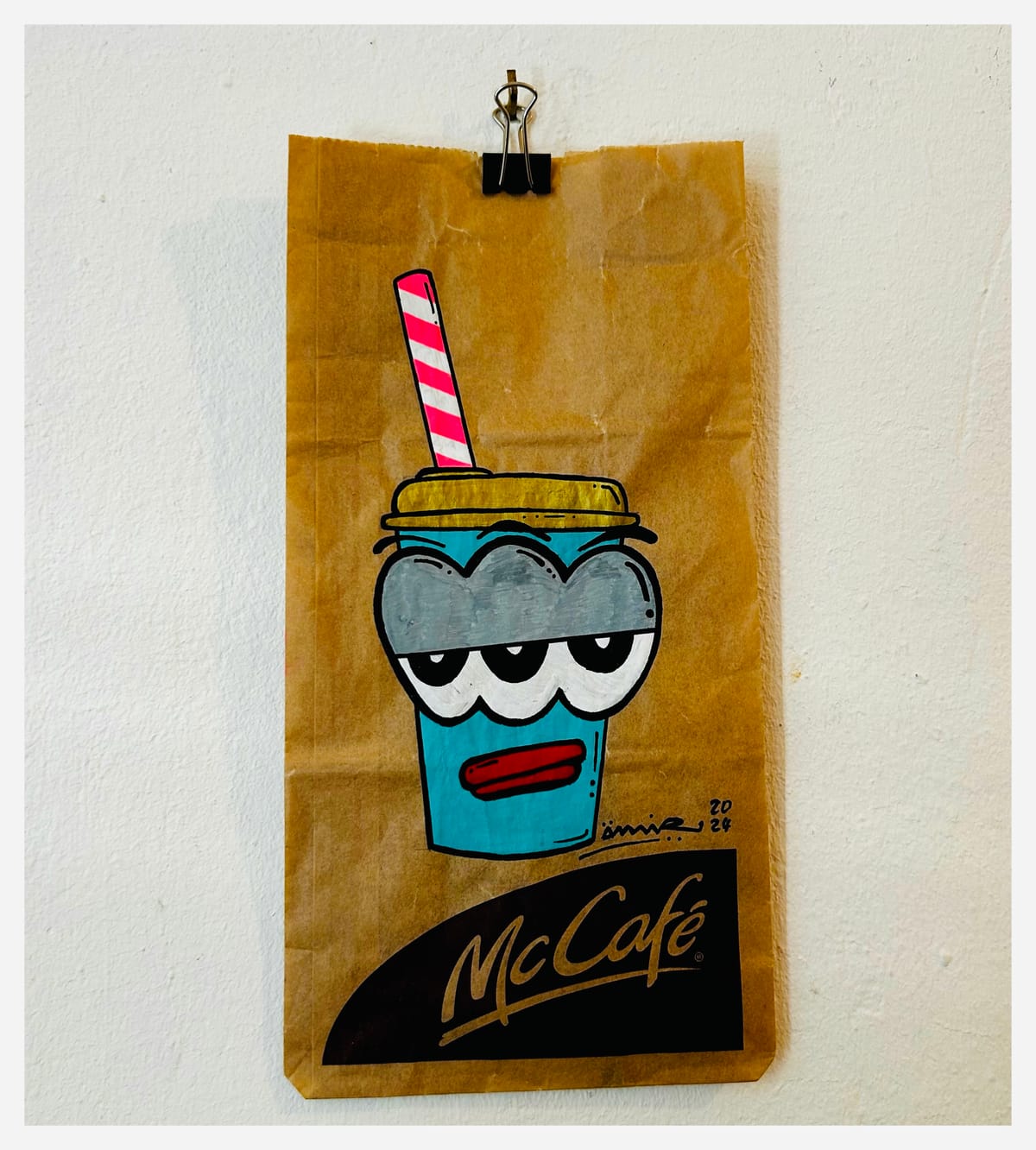 Jerry - T.R.O.L.L. Series, Acrylic pens on McDonalds-bag - Jens Stoewhase aka ämir, 2024